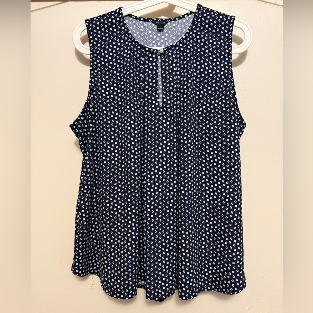 Ann Taylor Blouse Sleeveless L Black White